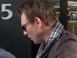 Christian Slater at the 'Good Day New York' studio Stock Footage