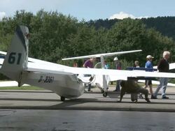 WS View of sailplanes at airport / Konz-koenen, Rhineland-Palatinate, Germany Stock Footage
