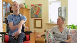 ALS patient son with his mother Stock Footage