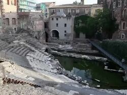 Catania, view of the Roman theater, 1st century A.D. on an early Greek theater Stock Footage