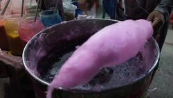 Cotton candy street food market in thailand Stock Footage