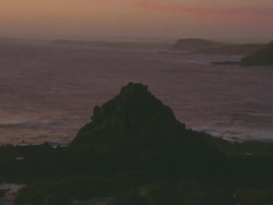 MS AERIAL TU View of Pyramid Rock at Phillip Island / Phillip Island, Victoria, Australia Stock Footage