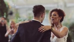 Loving newlywed couple dancing the first dance at wedding Stock Footage