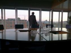 HD DOLLY: Worried Manager In Board Room Stock Footage