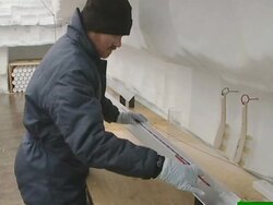 Researcher using a pencil to mark a sample taken from the ice core, Berkner Island in the Filchner-Ronne Ice Shelf, Antarctica. Stock Footage