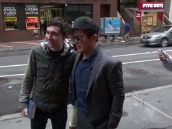 John Leguizamo (Ghetto Klown) poses with fans outside of the Today show in Rockefeller Center Stock Footage