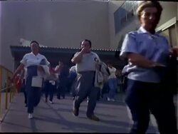Workers leaving Lockheed factory after first shift Stock Footage