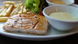 salmon steak Stock Footage