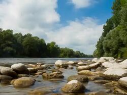 HD TIME-LAPSE: Cloudscape Over The River Stock Footage