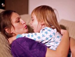 Mom, son and kisses. Stock Footage