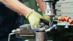 Man in factory work at Milling Machines Stock Footage