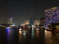Bangkok cityscape with river at night : Time-Lapse Stock Footage