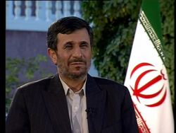 Arabic dubbed interview with Ahmadinejad, pt 3 Stock Footage
