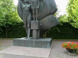 Oslo, Akershus fortress, national monument of the victims of World War II sculptures Stock Footage