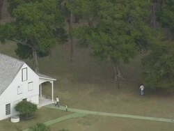 AERIAL WS ZI View of Zephaniah Kingsley Plantation (1793) / Florida, United States Stock Footage