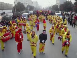MS ZO Traditional festive folk celebration or carnival during chinese spring festival / xi'an, shaanxi, china Stock Footage