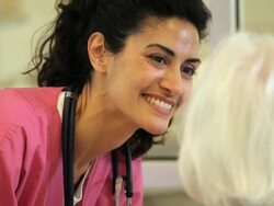 "TD medical worker with senior patient/Richmond,Virginia, USA" Stock Footage
