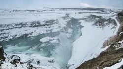 HD Time-lapse: Gulfoss Golden Falls waterfall Iceland in winter Stock Footage