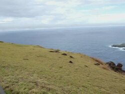 WS PAN View of sea / Rapa Nui National Park, Easter Island, Chile  Stock Footage