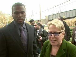 NEWS CAPSULE: NYRP Celebrates Opening of Curtis 50 Cent Jackson Community Garden, Queens, NY, 11/03/08 Stock Footage