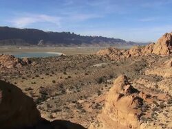 WS AERIAL View of Red rocky mountains / Moab, Utah, United States Stock Footage