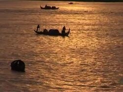 Sunrise over Tonle Sap river Stock Footage