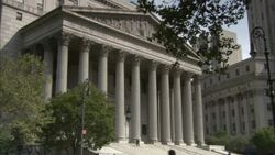 The columns are seen on the exterior of the New York Supreme Court building. Stock Footage