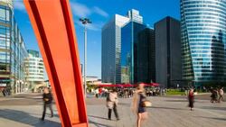 Skyscraper city of La Defense, Paris, France, Europe - Time lapse Stock Footage
