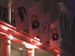 ATMOSPHERE - signage at GQ, Lacoste and Mercedes-Benz Celebrate the Super Bowl in New Orleans with Special Musical Performance by Lil Wayne Stock Footage
