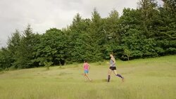 Ultra marathon runner running outdoors in nature Stock Footage