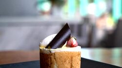 mango and passion fruit mousse cake Stock Footage