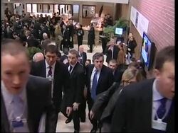 Arrivals at Word Economic Forum, comment from Brown, El Baradei News Clip