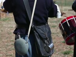 CU TU Shot of civil war rein actors playing instruments / Santa Fe, New Mexico, United States Stock Footage
