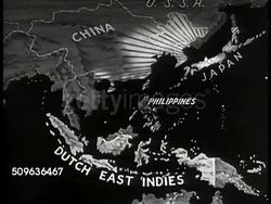 1940: MAP: Map of Dutch East Indies, Netherlands East Indies (now Republic of Indonesia, Republik Indonesia) w/ Dutch colonization area highlighted.  Japanese positions highlighted. East Asia. Instructional Video