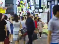 MS T/L People walking at Myeongdong Shopping District / Seoul, South Korea Stock Footage