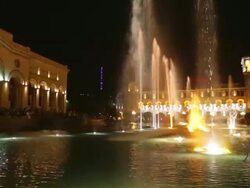 Yerevan, night scene of the fountains in the Republic square Stock Footage