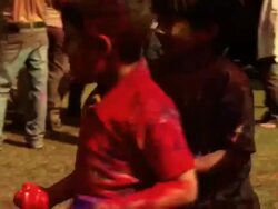 Children playing holi, Delhi, India Stock Footage