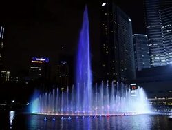 WS View of Fountain Light Show at Petronas Towers / Kuala Lumpur, Malaysia Stock Footage