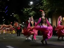Chinese New Year Twilight Parade Stock Footage
