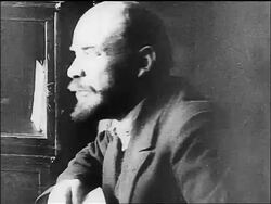 B/W 1910s close up PROFILE V.I. Lenin talking / documentary Stock Footage