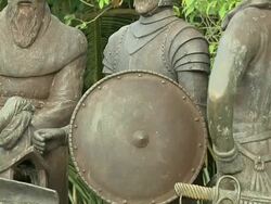 Tilt Up Close Up Shot Blood Compact Statue Tagbilaran Bohol Philippines Stock Footage