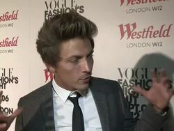 INTERVIEW: Tyler James on Royal Wedding, Olympics and not doing any sports at Vogue Fashion Night Out at Westfield on September 06, 2012 in London, England (Footage by WireImage Video/Getty Images) Stock Footage