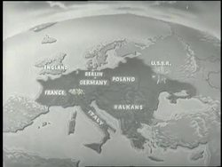 An animated globe reveals the German invasion of Europe. News Clip