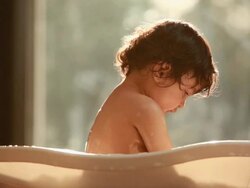 Baby washing in a bathtub Stock Footage