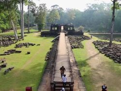 Angkor, view of the causeway in the Baphuon temple Stock Footage