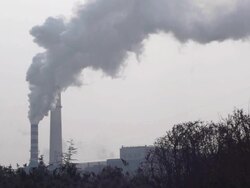 Steel factory is producing, chimney emissions. Stock Footage