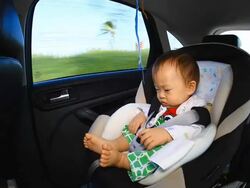 HD:Portrait of little baby sitting in safety carseat. Stock Footage