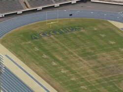 MS AERIAL Shot of stadium at A&T University / North Carolina, United States Stock Footage