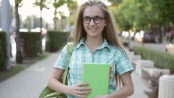 1080p School girl walking on the street Stock Footage