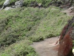 WS Miner carrying solid sulfur / Ijen, Java, Indonesia Stock Footage